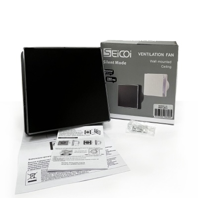 Вентилятор с обратным клапаном Seicoi 100 Black Glass SNAD04-01